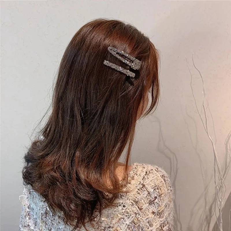 2 Pack Light Luxury Crystal BB Clip Simple Girl Hairpin Clip Fringe Clip Fashion  Hairpin Headwear