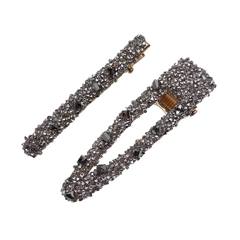 2 Pack Light Luxury Crystal BB Clip Simple Girl Hairpin Clip Fringe Clip Fashion  Hairpin Headwear