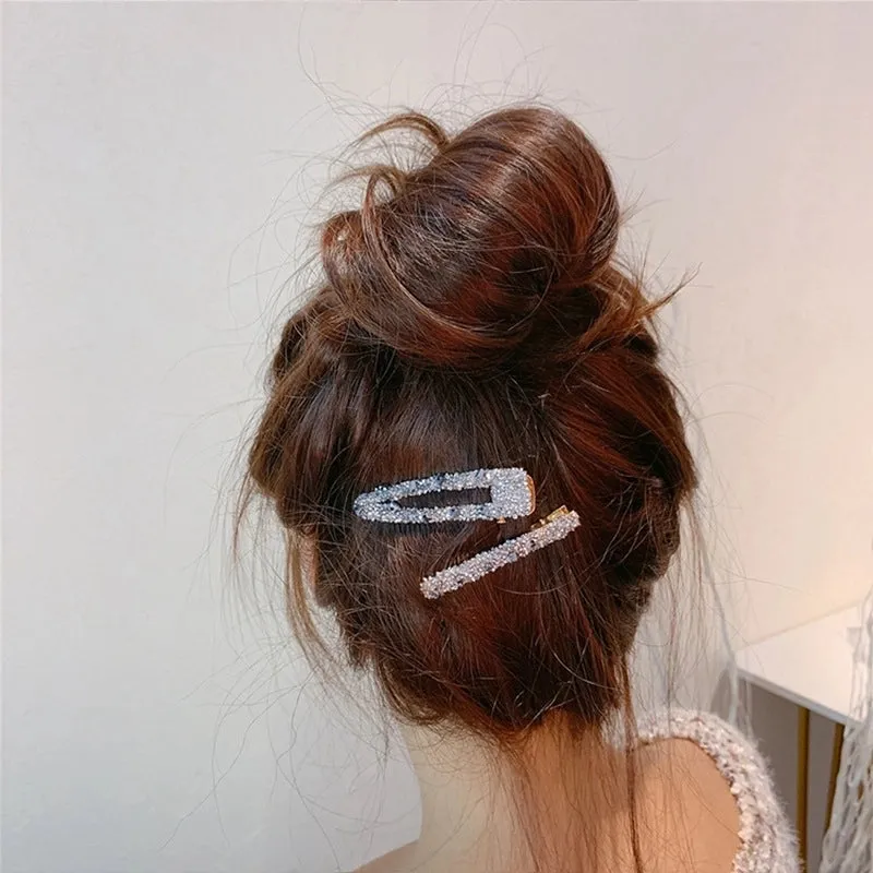2 Pack Light Luxury Crystal BB Clip Simple Girl Hairpin Clip Fringe Clip Fashion  Hairpin Headwear