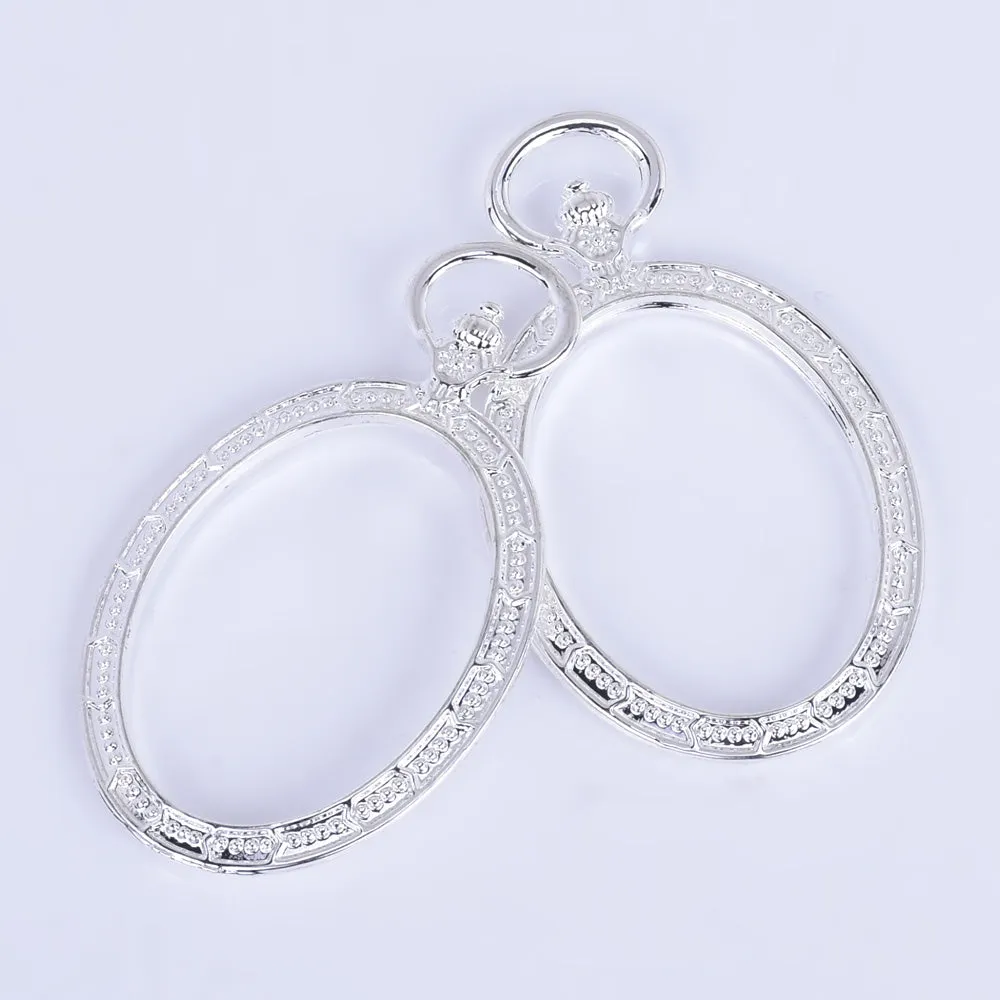 53*31*3mm Oval Open Back Pendant Resin Bezels Pendant Frame Setting Jewelry Making silver 10pcs