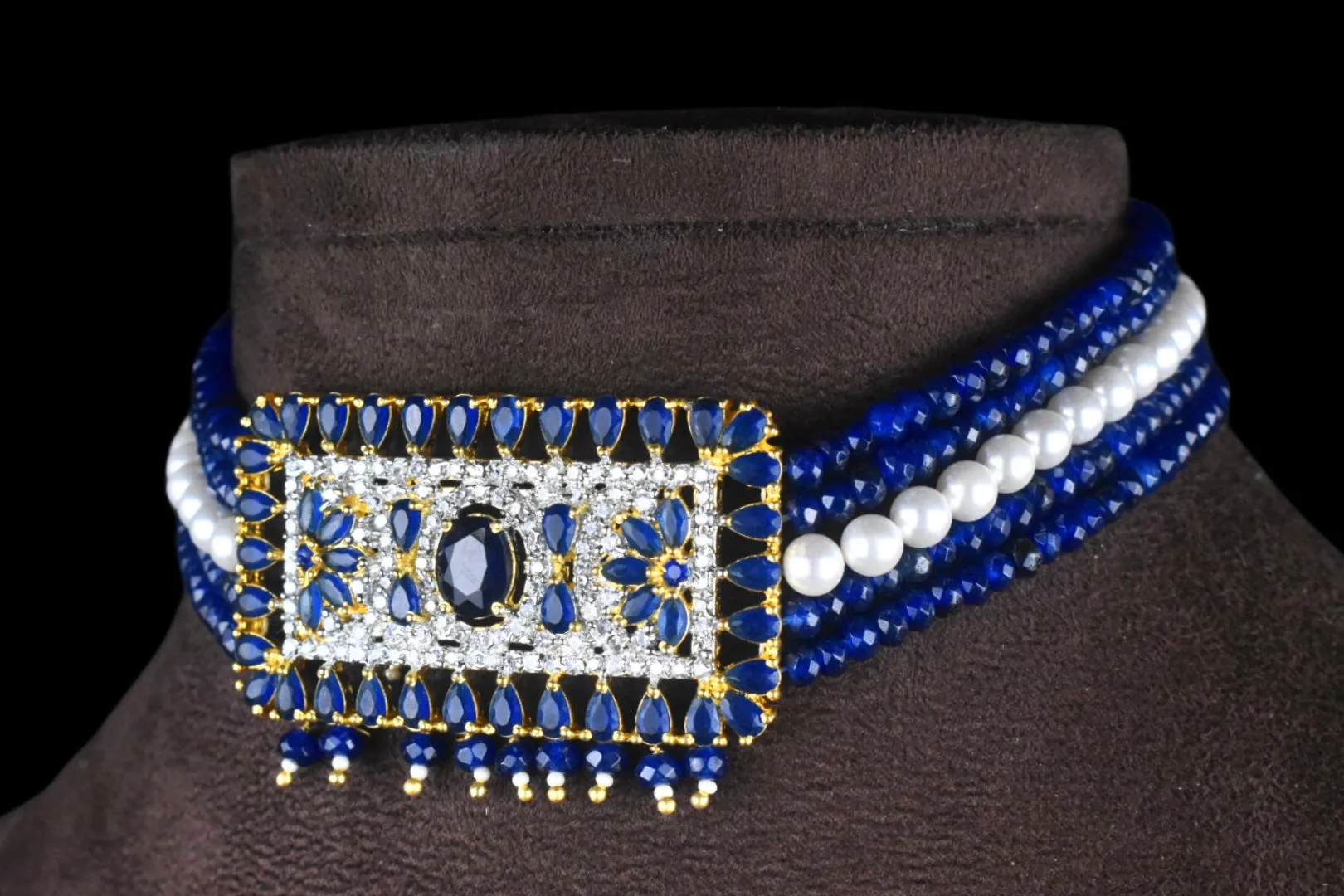 Cz Pendant & Beads Choker Set By Asp Fashion Jewellery
