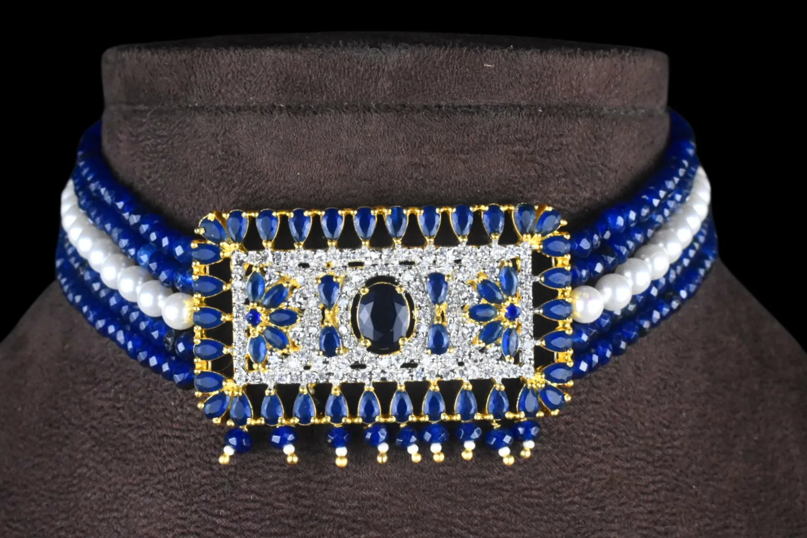 Cz Pendant & Beads Choker Set By Asp Fashion Jewellery