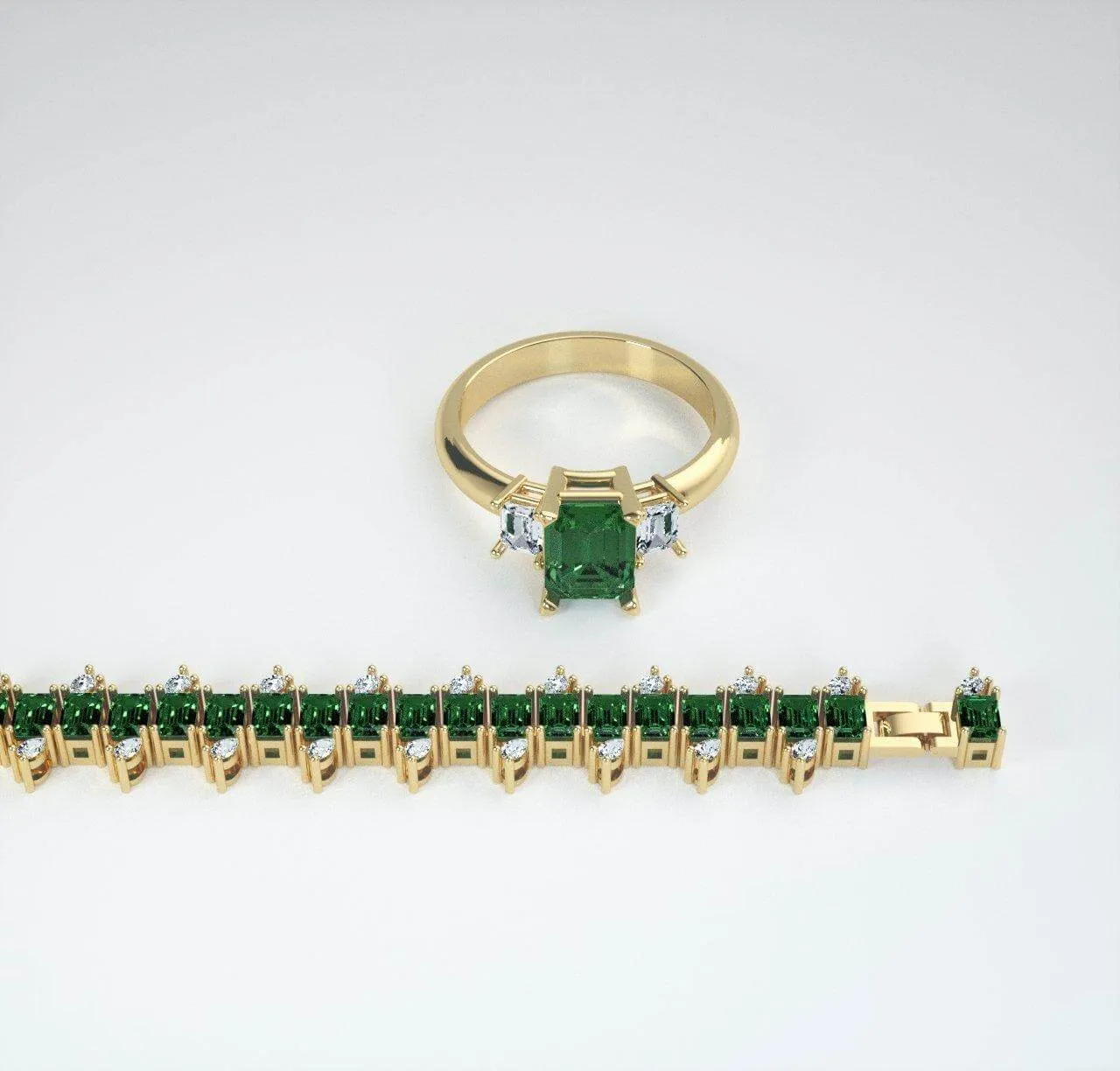 Emerald Bracelet The Earth Jewelry Set collection Designed by Tanin