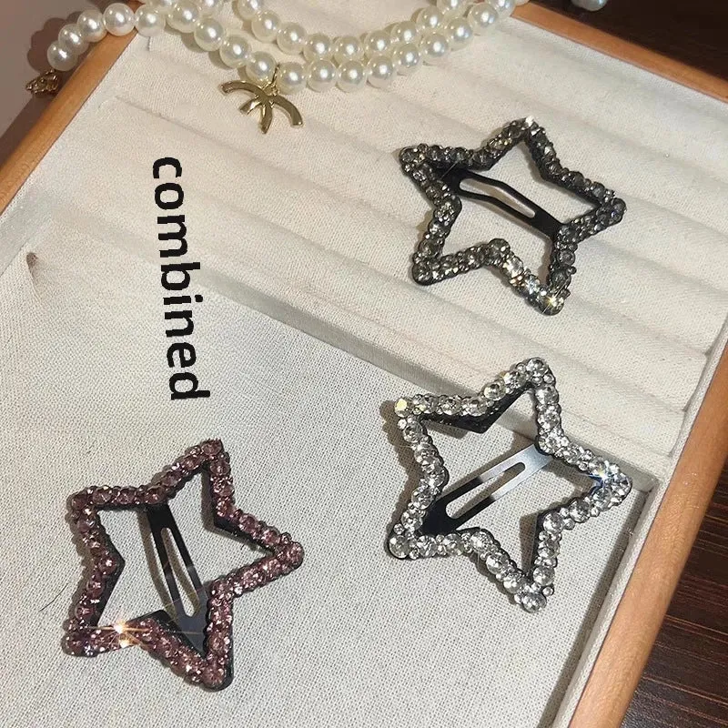 Five-pointed Star Rhinestone Star Hairpin Women's  New Forehead Bangs Side Clip Side Broken Hairpin Hairpin Bb Clip