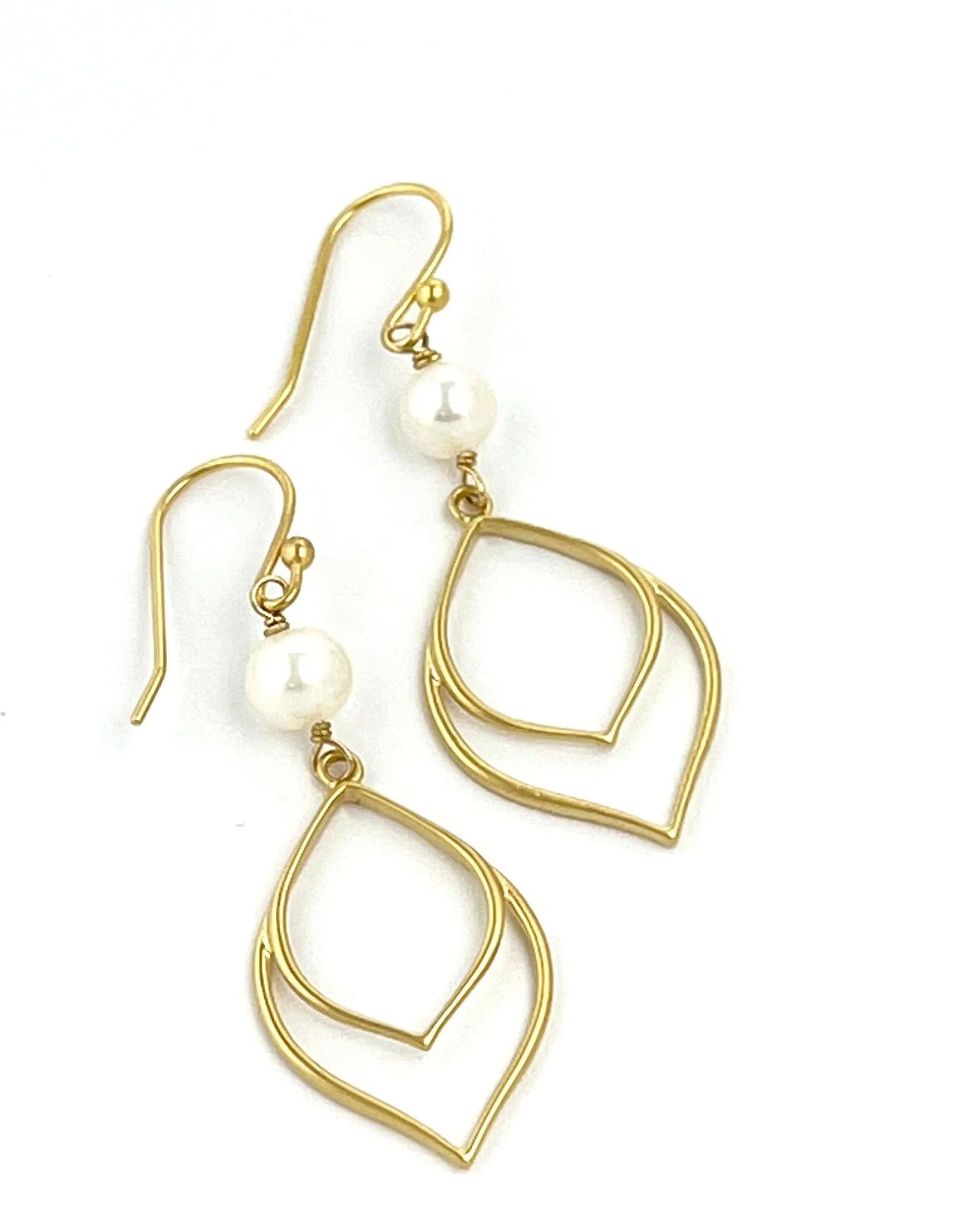 Gold Pearl Drop Earrings