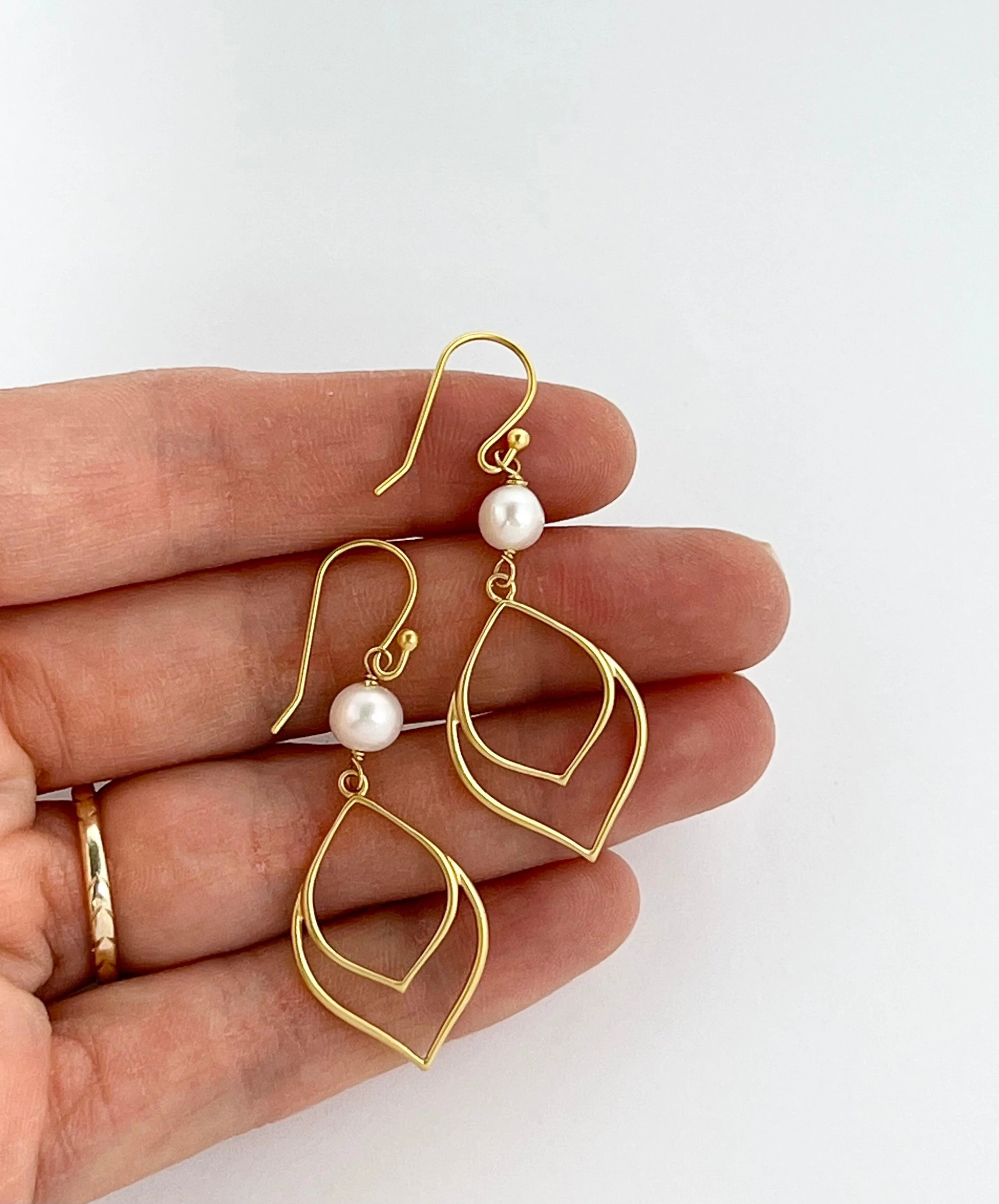 Gold Pearl Drop Earrings