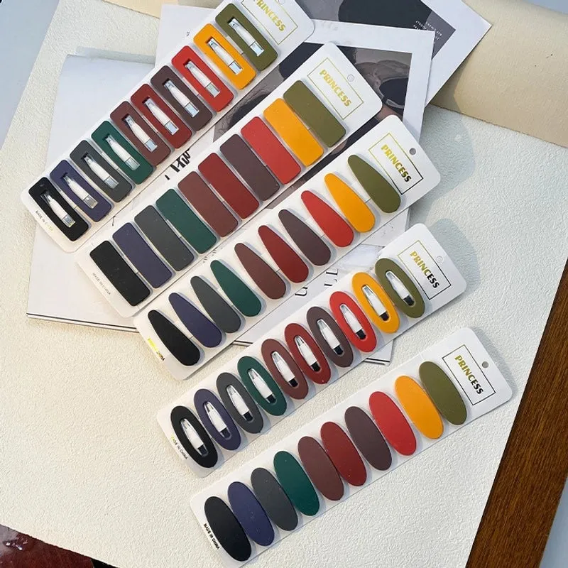 Hairpin Korean Style Simple BB Clip Side Clip Candy Color Oval Frosted Word Bangs Clip Internet Celebrity  Girl Hairpin