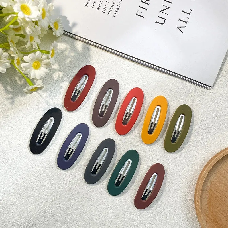 Hairpin Korean Style Simple BB Clip Side Clip Candy Color Oval Frosted Word Bangs Clip Internet Celebrity  Girl Hairpin