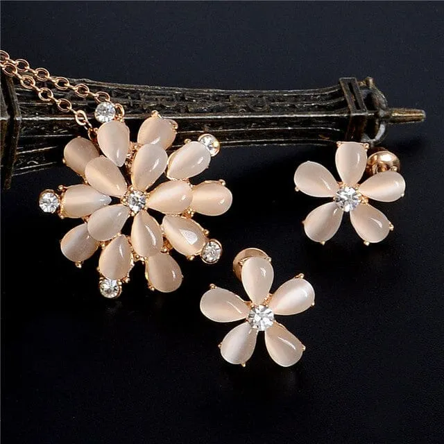 Luxury Austrian Crystal Opal Jewelry Set