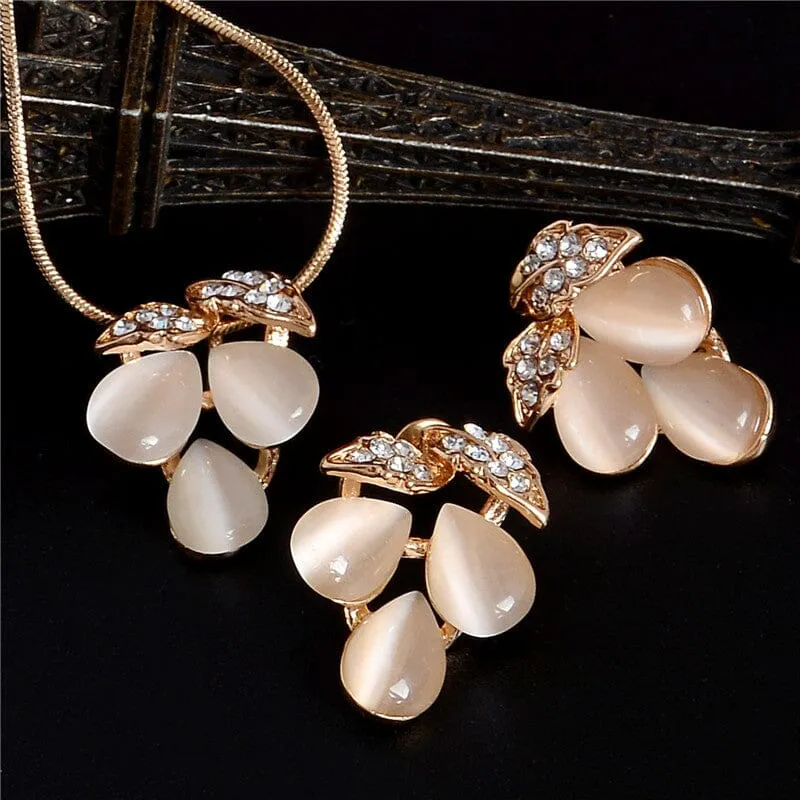 Luxury Austrian Crystal Opal Jewelry Set