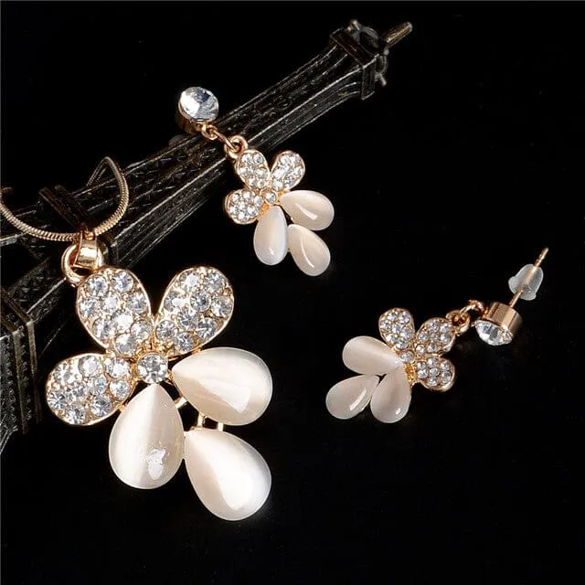Luxury Austrian Crystal Opal Jewelry Set