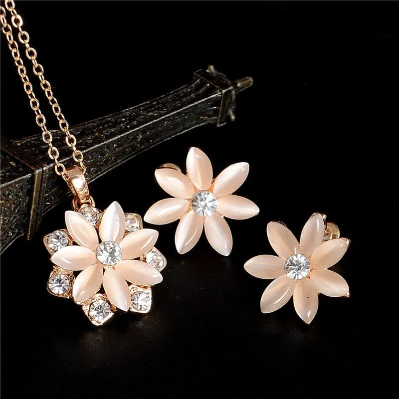Luxury Austrian Crystal Opal Jewelry Set