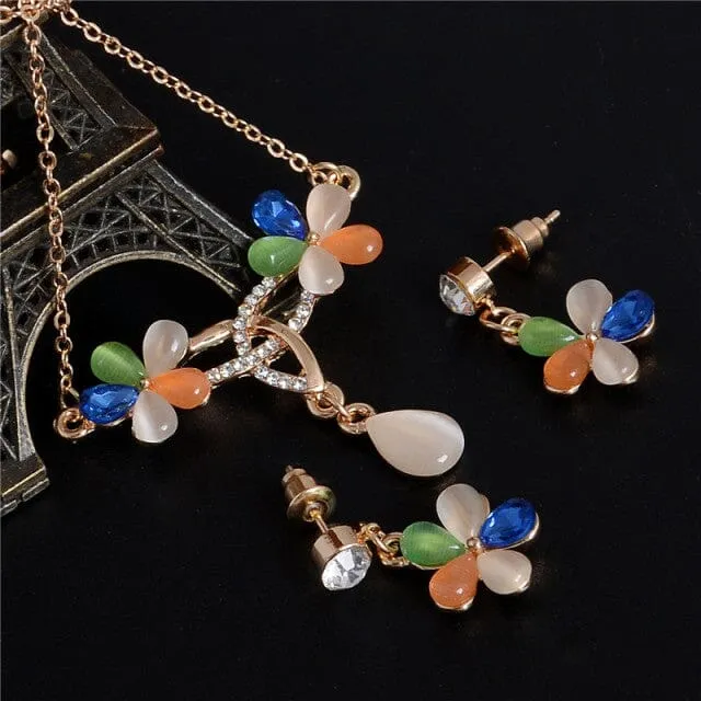 Luxury Austrian Crystal Opal Jewelry Set