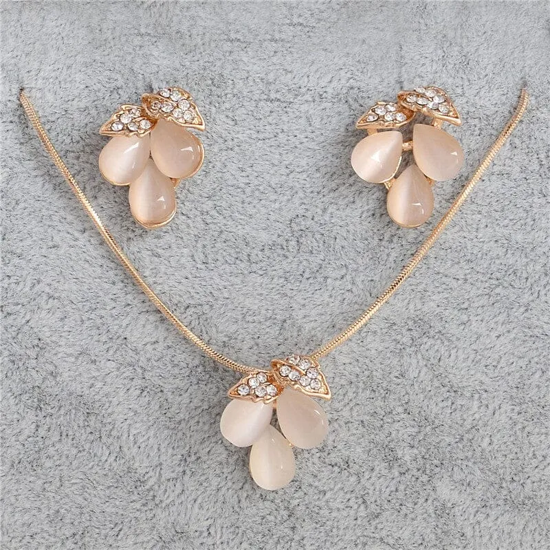 Luxury Austrian Crystal Opal Jewelry Set