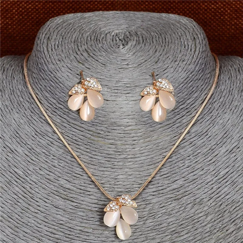 Luxury Austrian Crystal Opal Jewelry Set