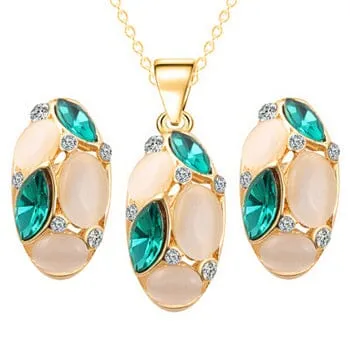 Luxury Austrian Crystal Opal Jewelry Set
