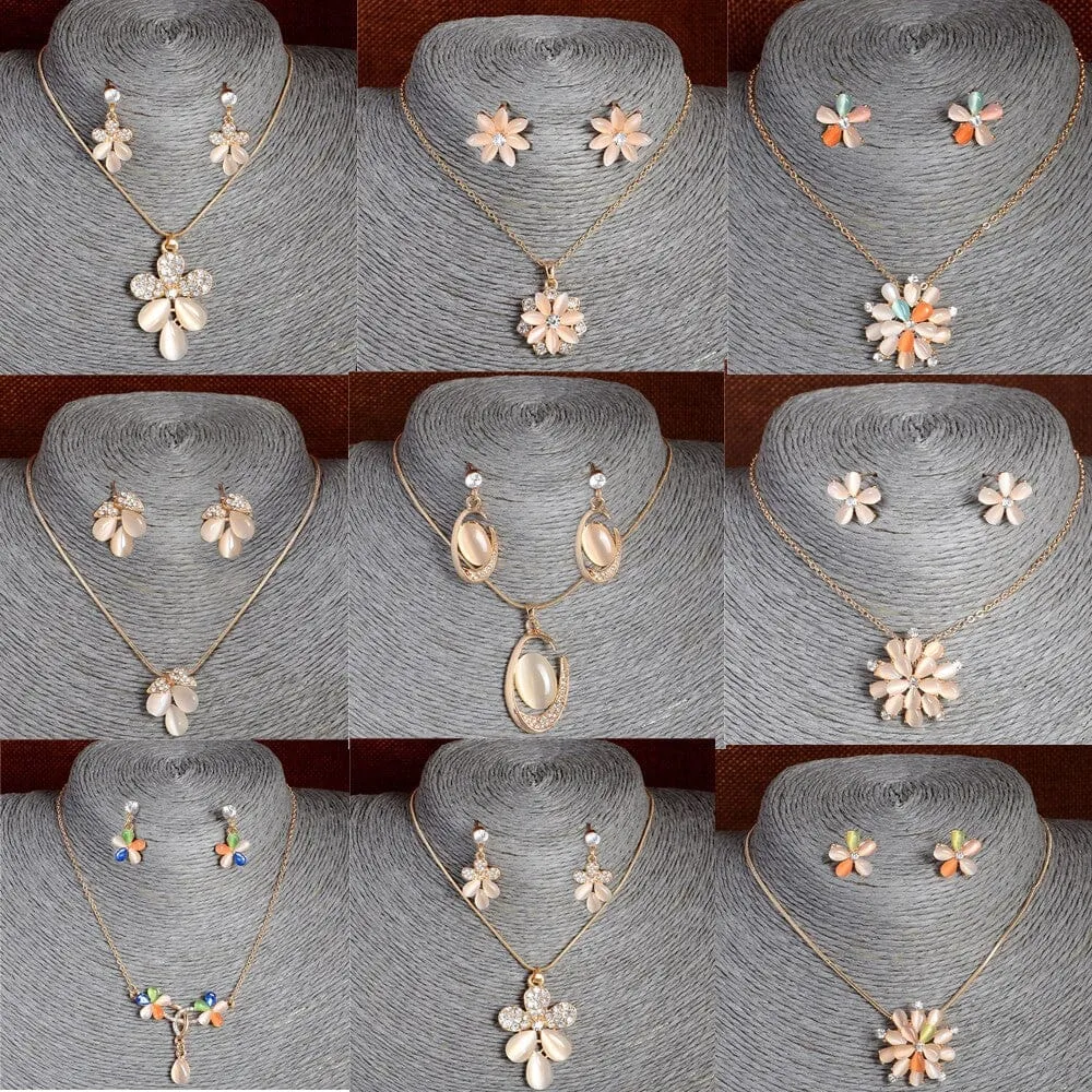 Luxury Austrian Crystal Opal Jewelry Set
