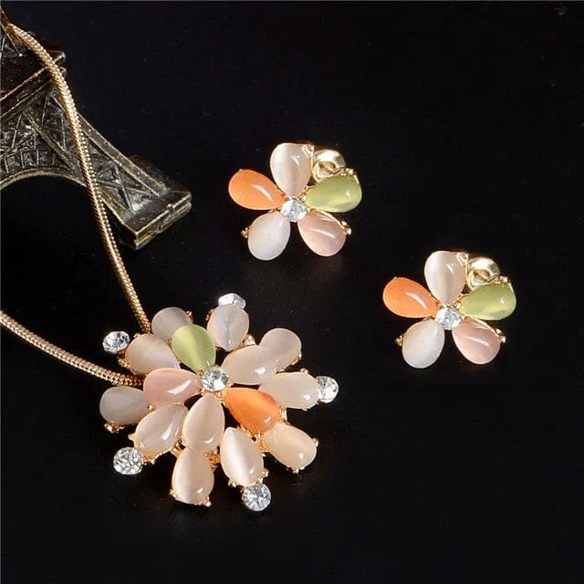 Luxury Austrian Crystal Opal Jewelry Set
