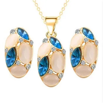 Luxury Austrian Crystal Opal Jewelry Set