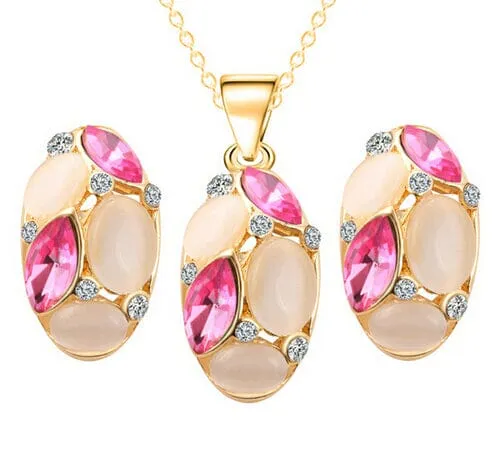 Luxury Austrian Crystal Opal Jewelry Set