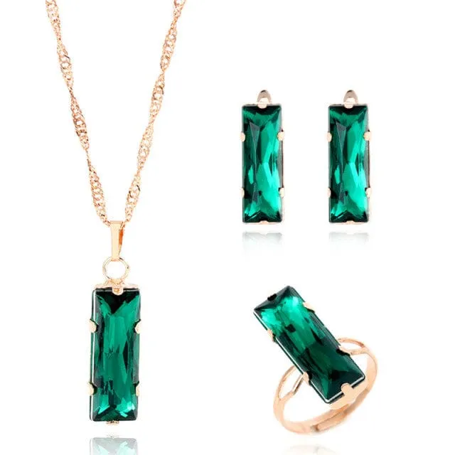 Luxury Austrian Crystal Opal Jewelry Set