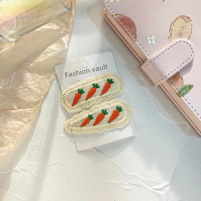 New Children's Hairpin Baby Hairpin Cute BB Knot Fabric Clip  Fruit Knitted Princess Hair Accessories