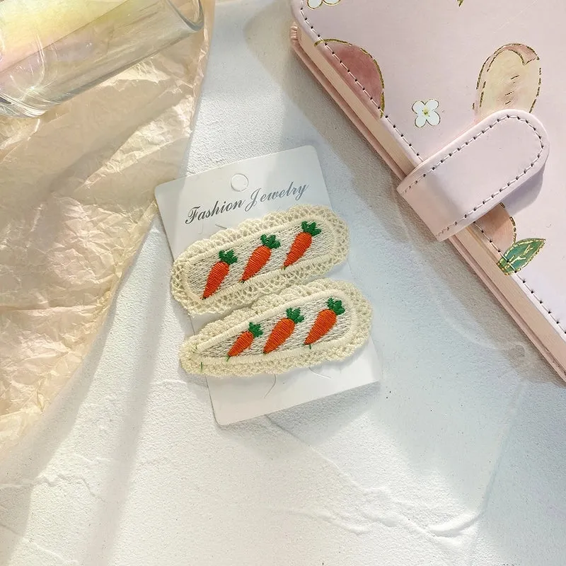 New Children's Hairpin Baby Hairpin Cute BB Knot Fabric Clip  Fruit Knitted Princess Hair Accessories