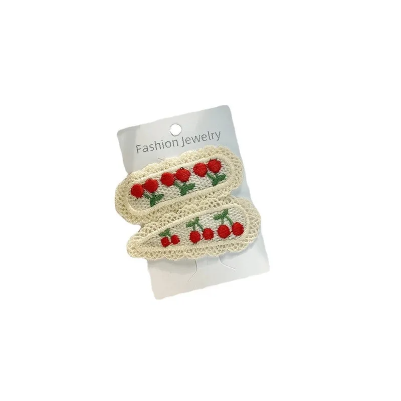New Children's Hairpin Baby Hairpin Cute BB Knot Fabric Clip  Fruit Knitted Princess Hair Accessories