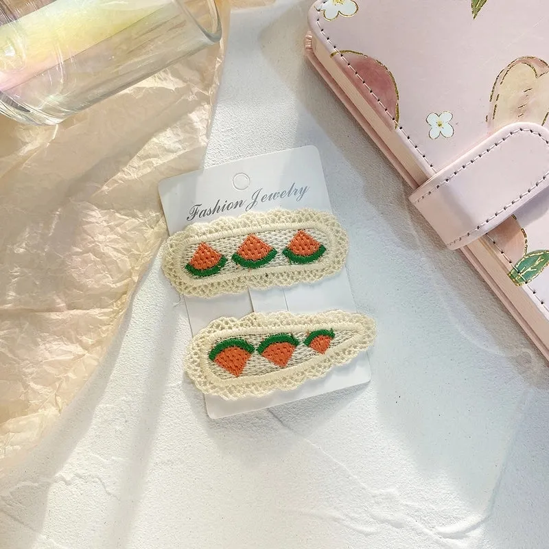 New Children's Hairpin Baby Hairpin Cute BB Knot Fabric Clip  Fruit Knitted Princess Hair Accessories