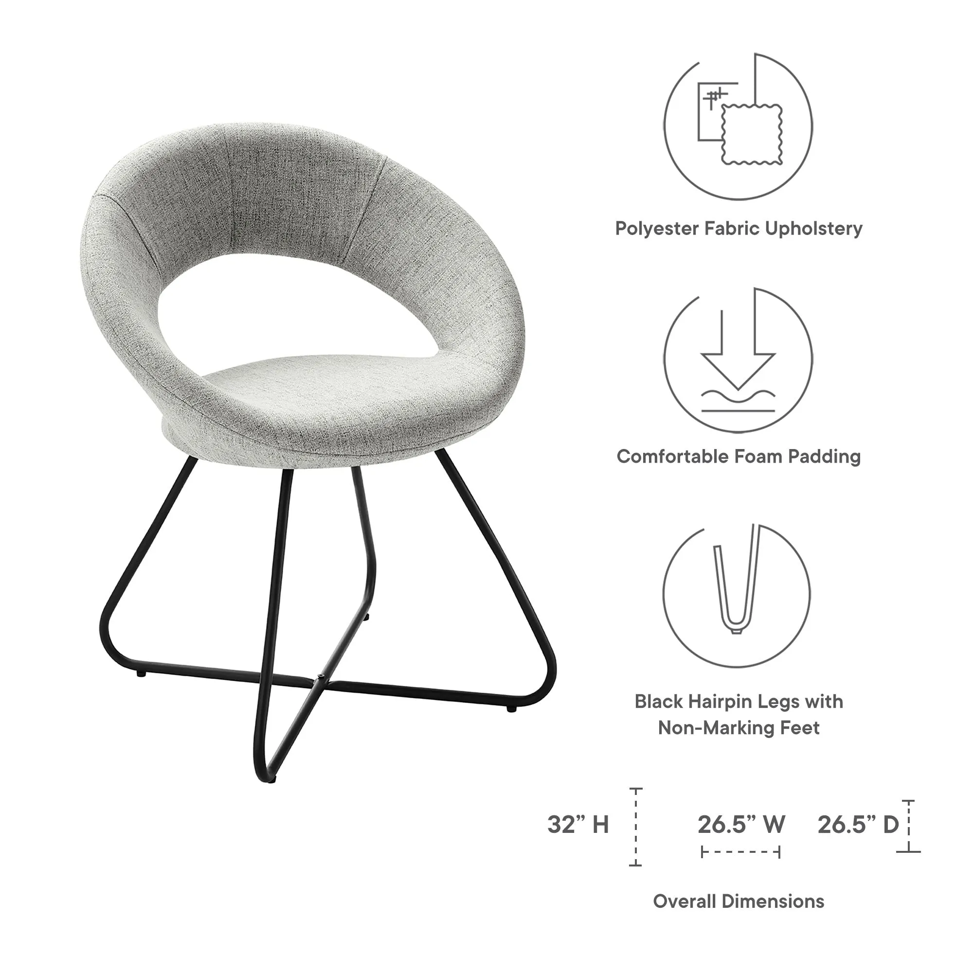 Nouvelle Upholstered Fabric Dining Chair Set of 2 by Modway
