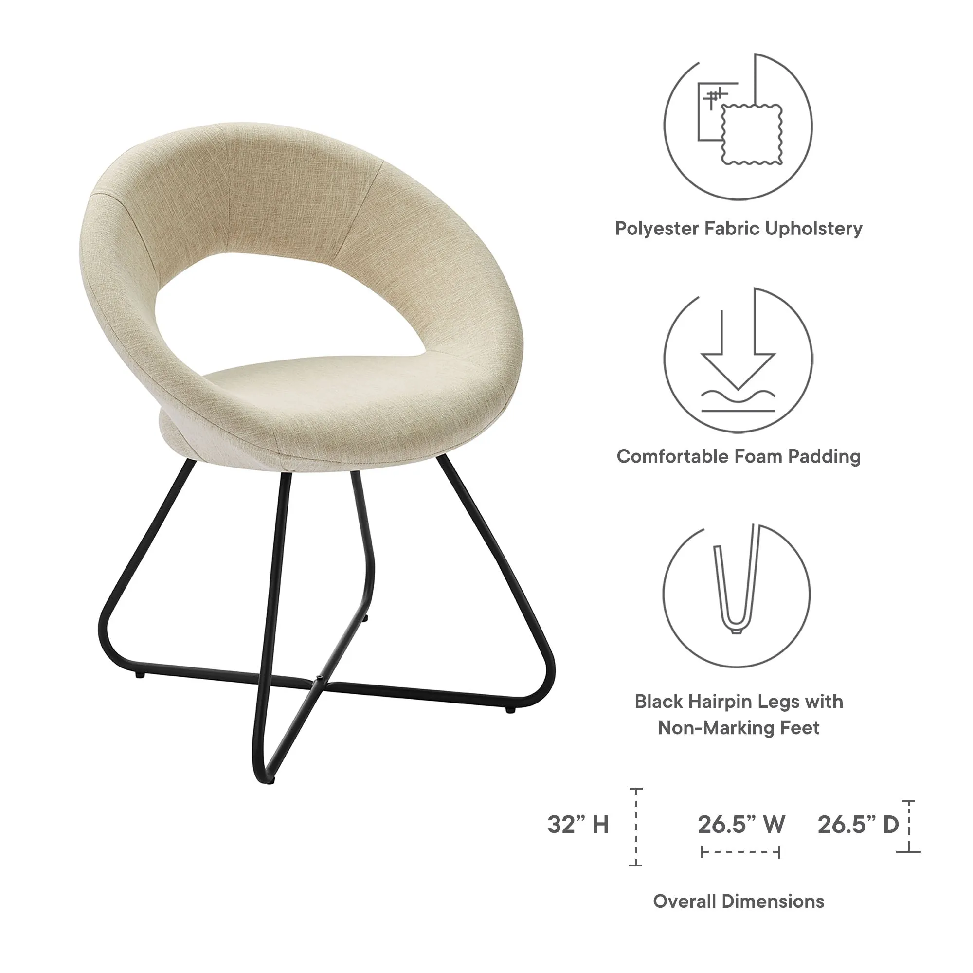 Nouvelle Upholstered Fabric Dining Chair Set of 2 by Modway