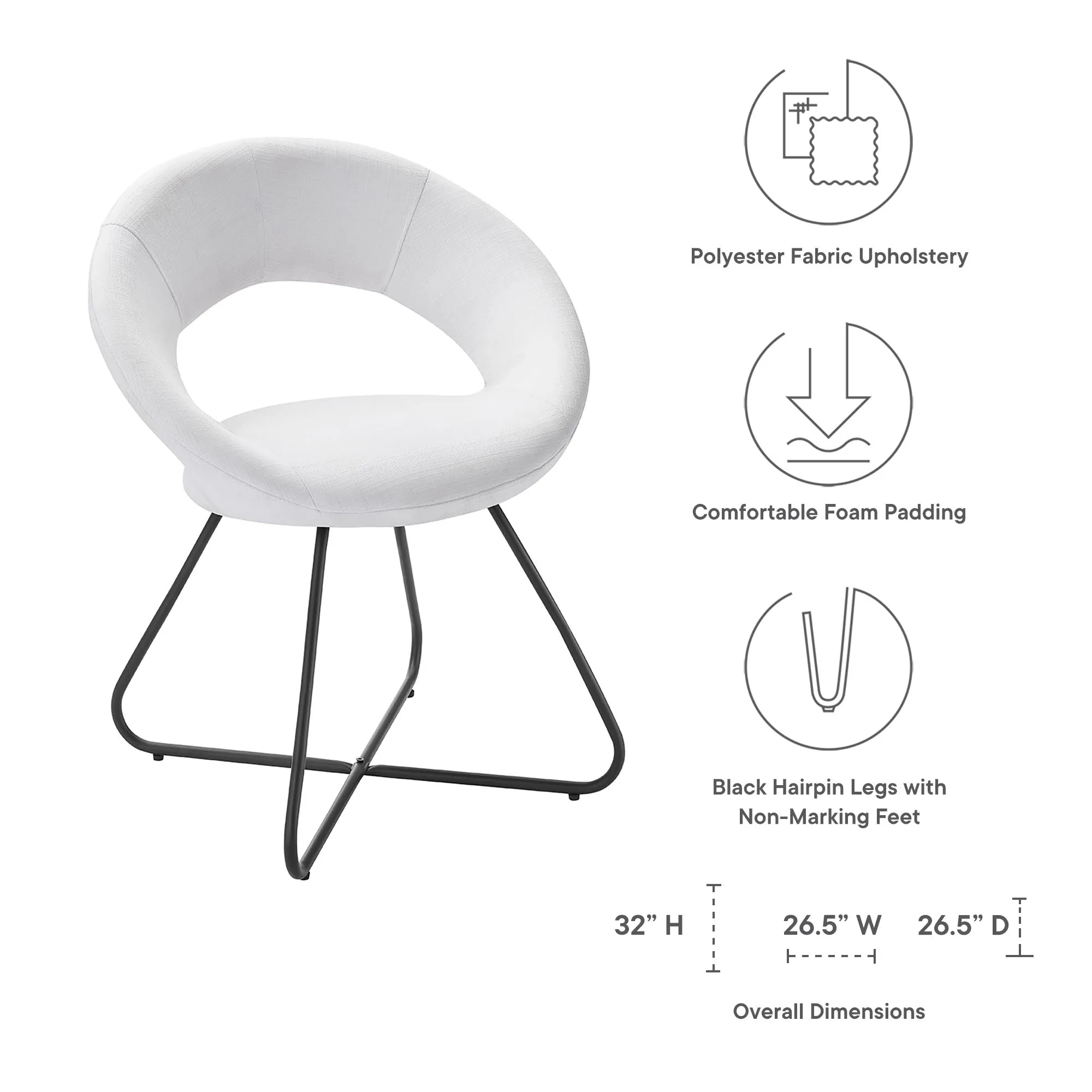 Nouvelle Upholstered Fabric Dining Chair Set of 2 by Modway