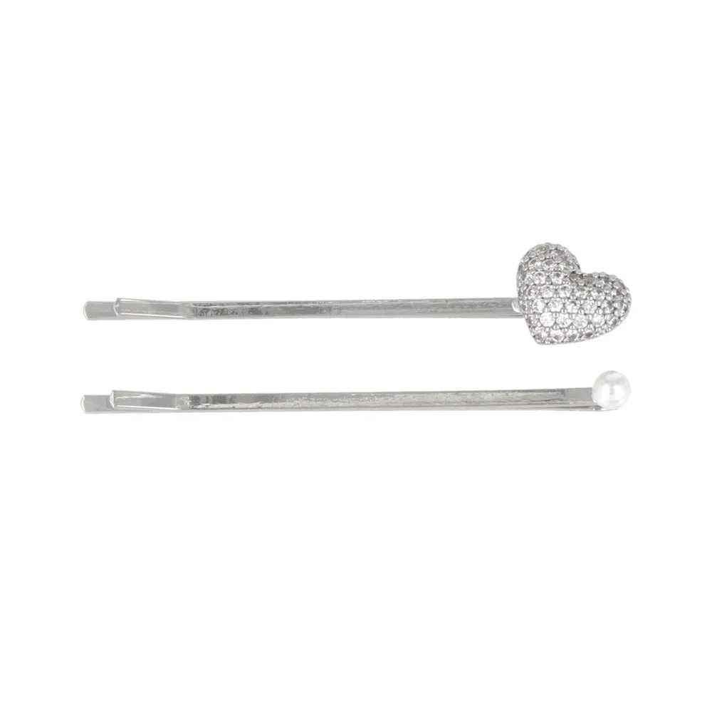 Pave Heart Hairpin Set