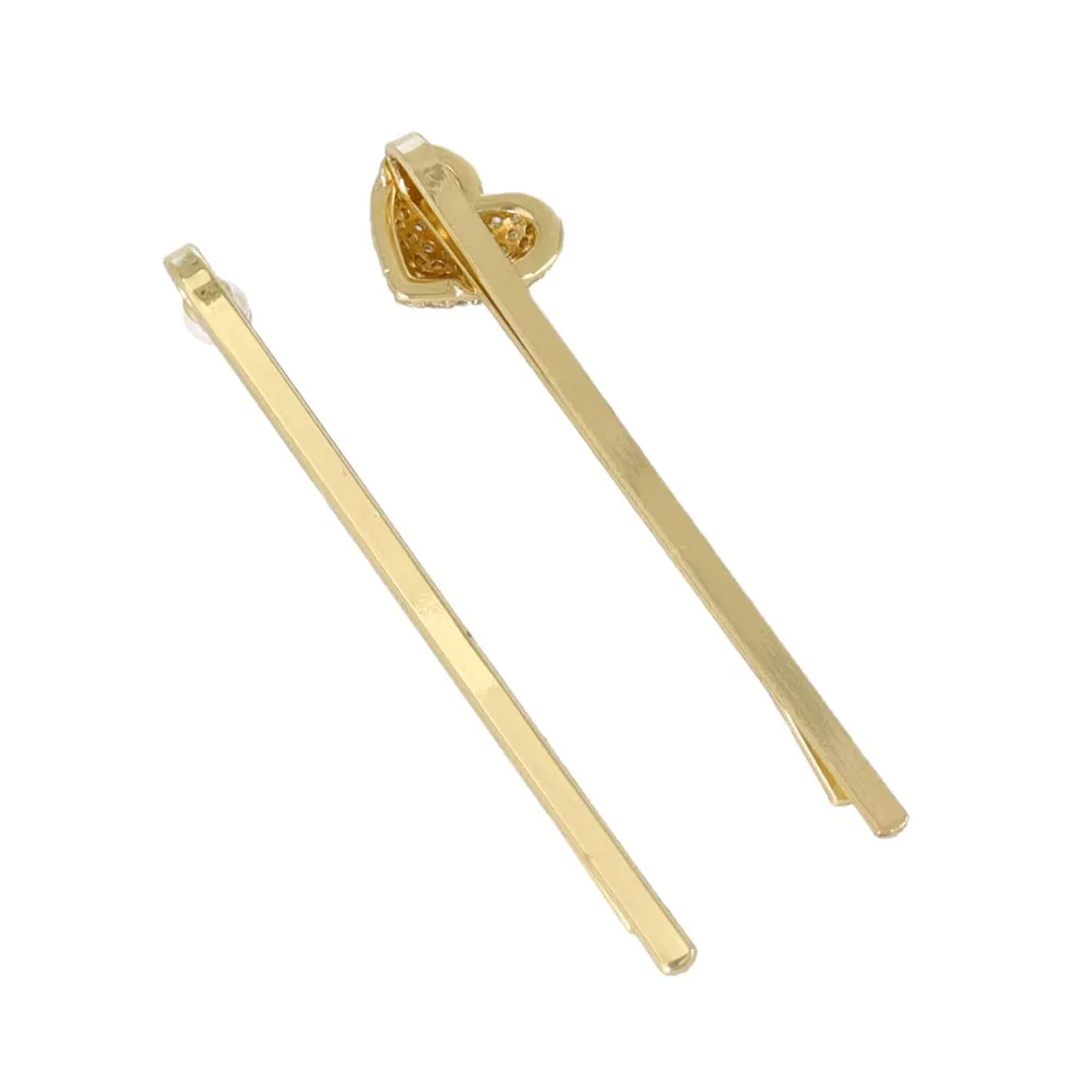 Pave Heart Hairpin Set