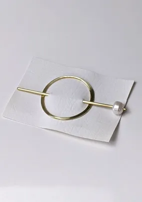 PeLo Modern - Pearl Oval Brass Hair Slide