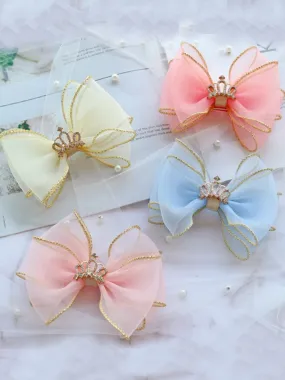 Precious Little Crown Bow Hair Clip