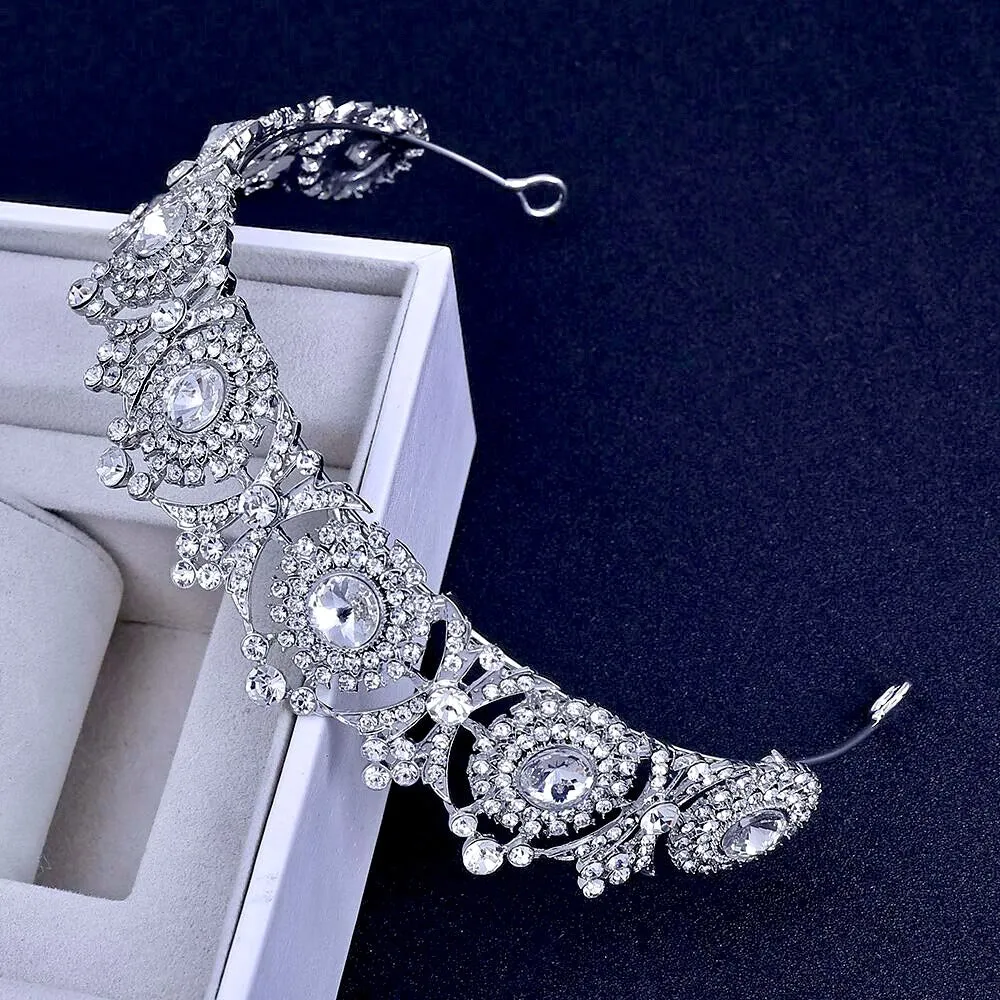 "Donatella" - Rhinestone Bridal Tiara - Available in Rose Gold and Silver