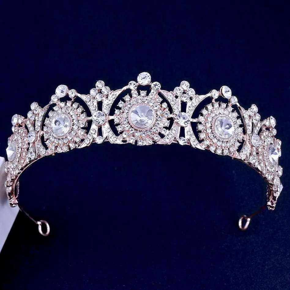 "Donatella" - Rhinestone Bridal Tiara - Available in Rose Gold and Silver