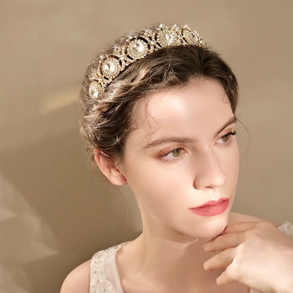 "Donatella" - Rhinestone Bridal Tiara - Available in Rose Gold and Silver