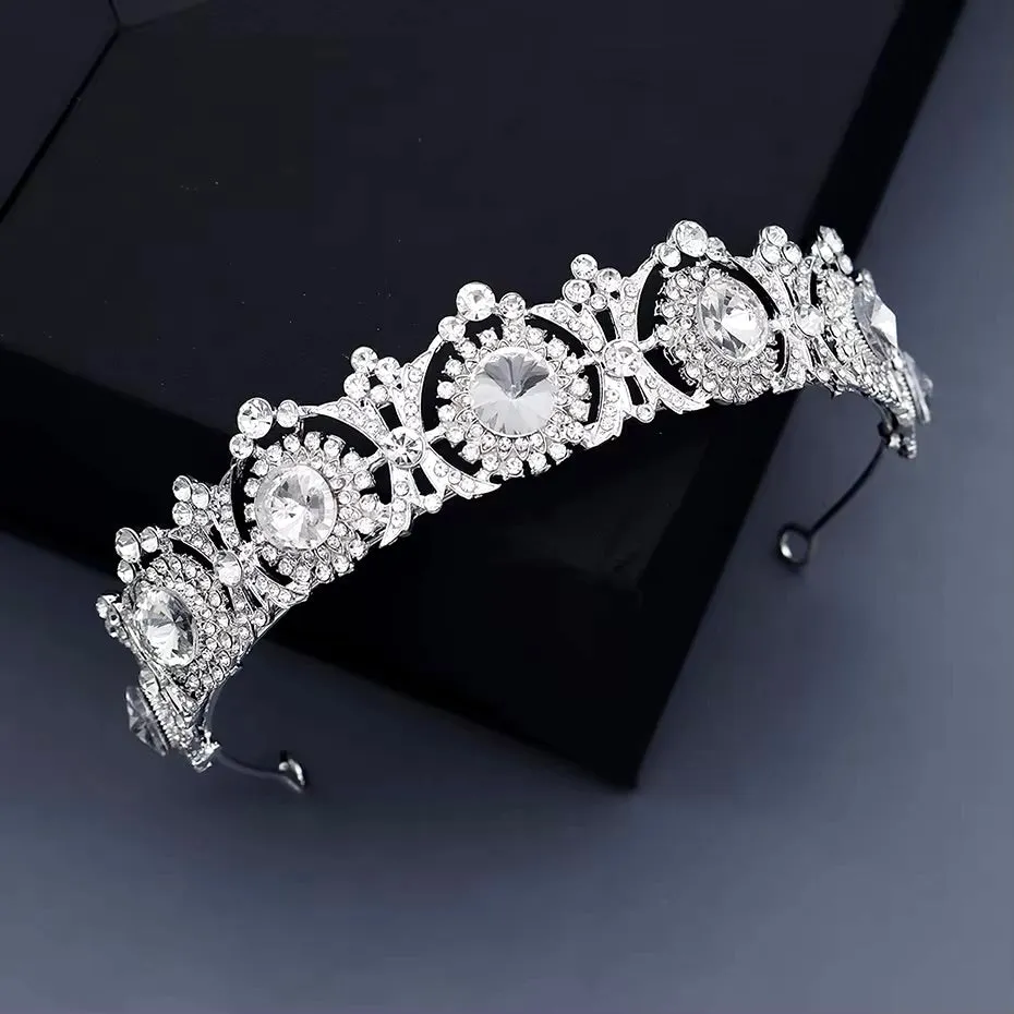 "Donatella" - Rhinestone Bridal Tiara - Available in Rose Gold and Silver