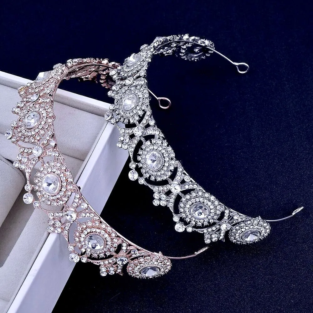"Donatella" - Rhinestone Bridal Tiara - Available in Rose Gold and Silver