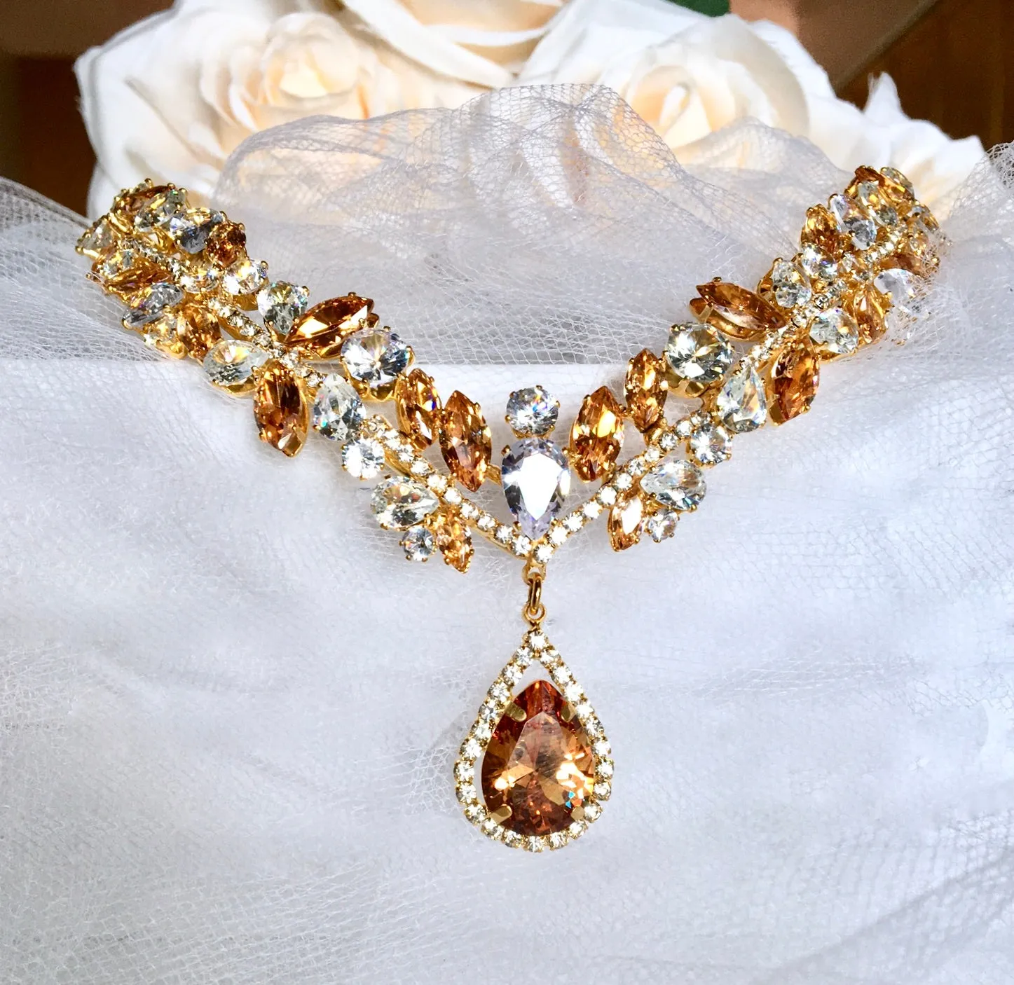 "Imani" - Cubic Zirconia Bridal Headdress - Available in Silver and Gold