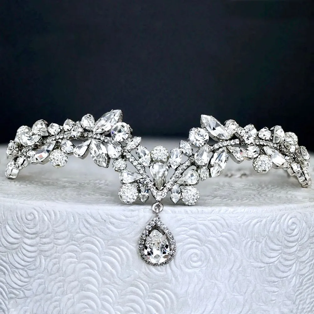 "Imani" - Cubic Zirconia Bridal Headdress - Available in Silver and Gold
