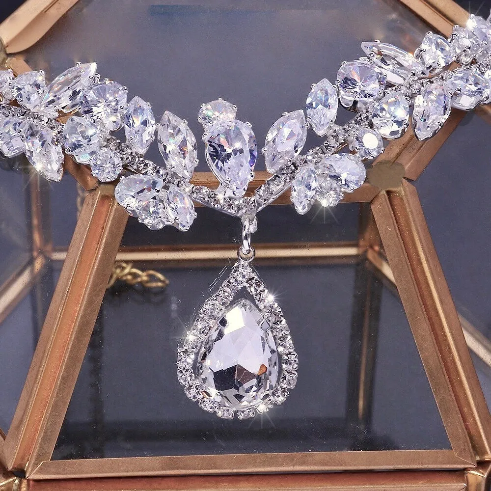 "Imani" - Cubic Zirconia Bridal Headdress - Available in Silver and Gold