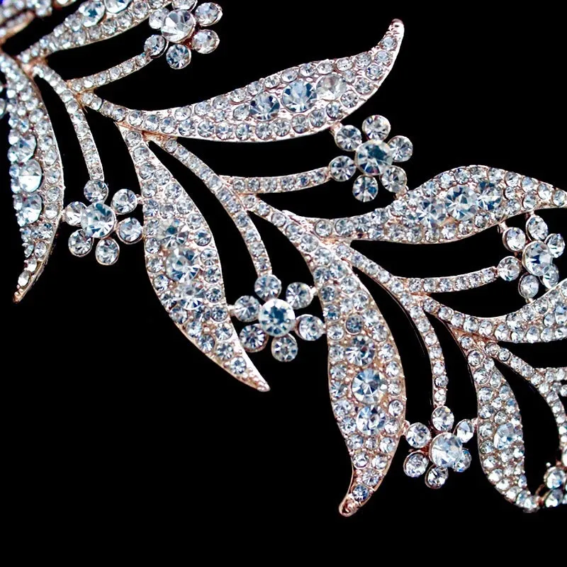 "Lady Mary" - Micro-Pave Crystal Bridal Half Tiara Headband - Available in Silver, Rose Gold and Yellow Gold