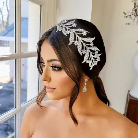 "Lady Mary" - Micro-Pave Crystal Bridal Half Tiara Headband - Available in Silver, Rose Gold and Yellow Gold