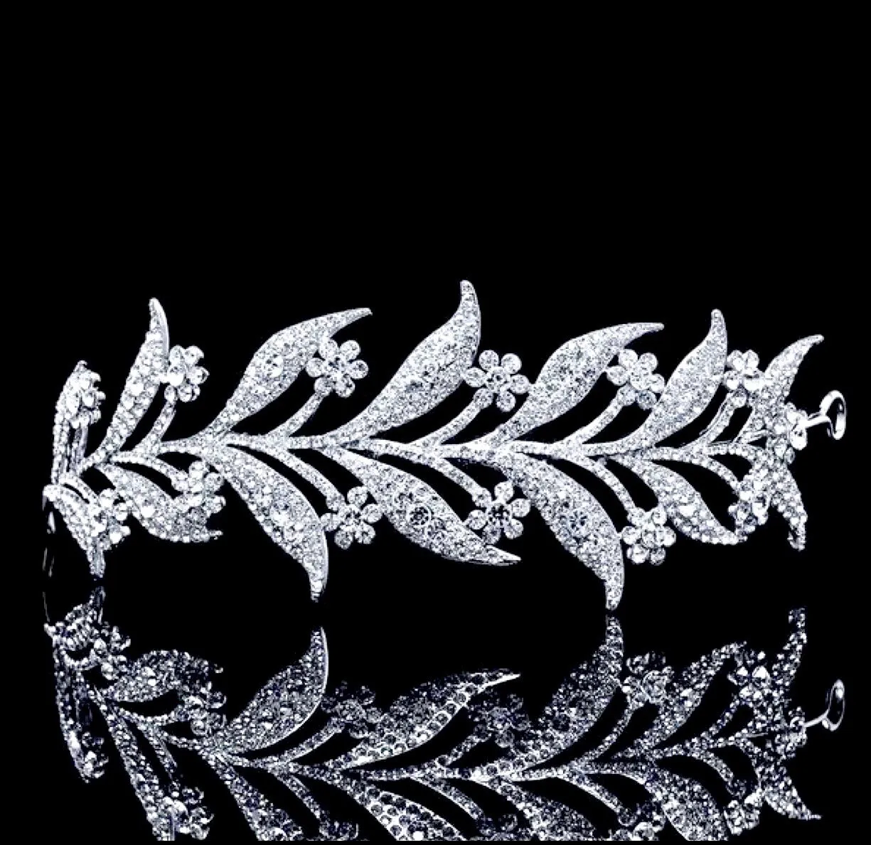 "Lady Mary" - Micro-Pave Crystal Bridal Half Tiara Headband - Available in Silver, Rose Gold and Yellow Gold