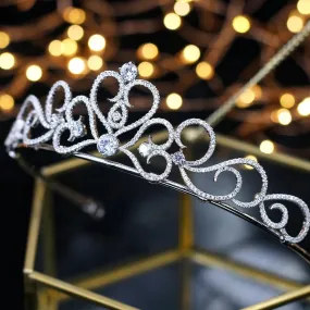 "Maddie" - Silver Cubic Zirconia Bridal Heart Tiara