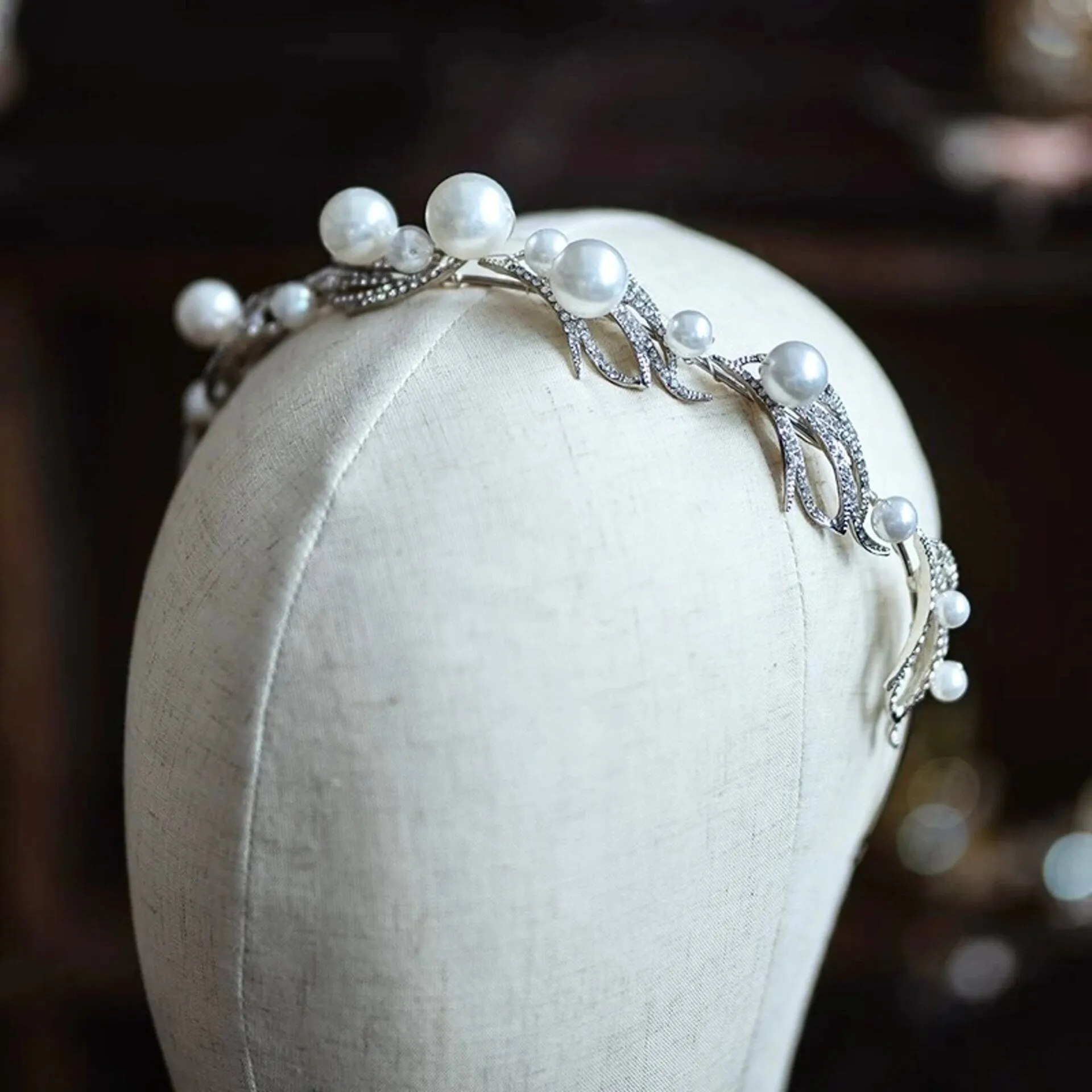 "Montgomery" - Pearl Bridal Headband / Tiara - Available in Silver and Gold