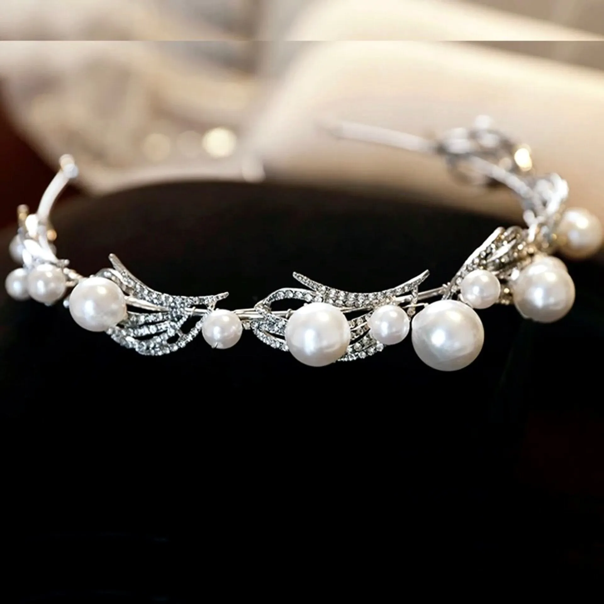 "Montgomery" - Pearl Bridal Headband / Tiara - Available in Silver and Gold
